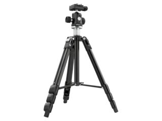 Black Tripod with Head Fastening Isolated on Transparent Background