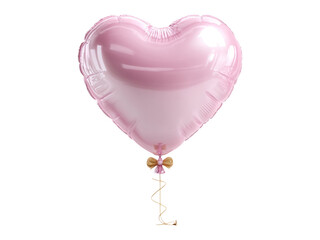 Pink Heart-Shaped Balloon Isolated on Transparent Background