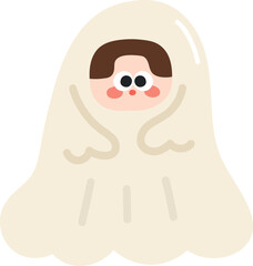Cute cartoon halloween ghost. Halloween cartoon doodle.
