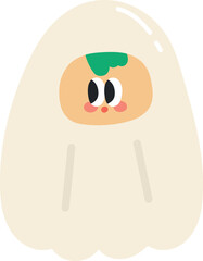 Cute cartoon halloween ghost. Halloween cartoon doodle.