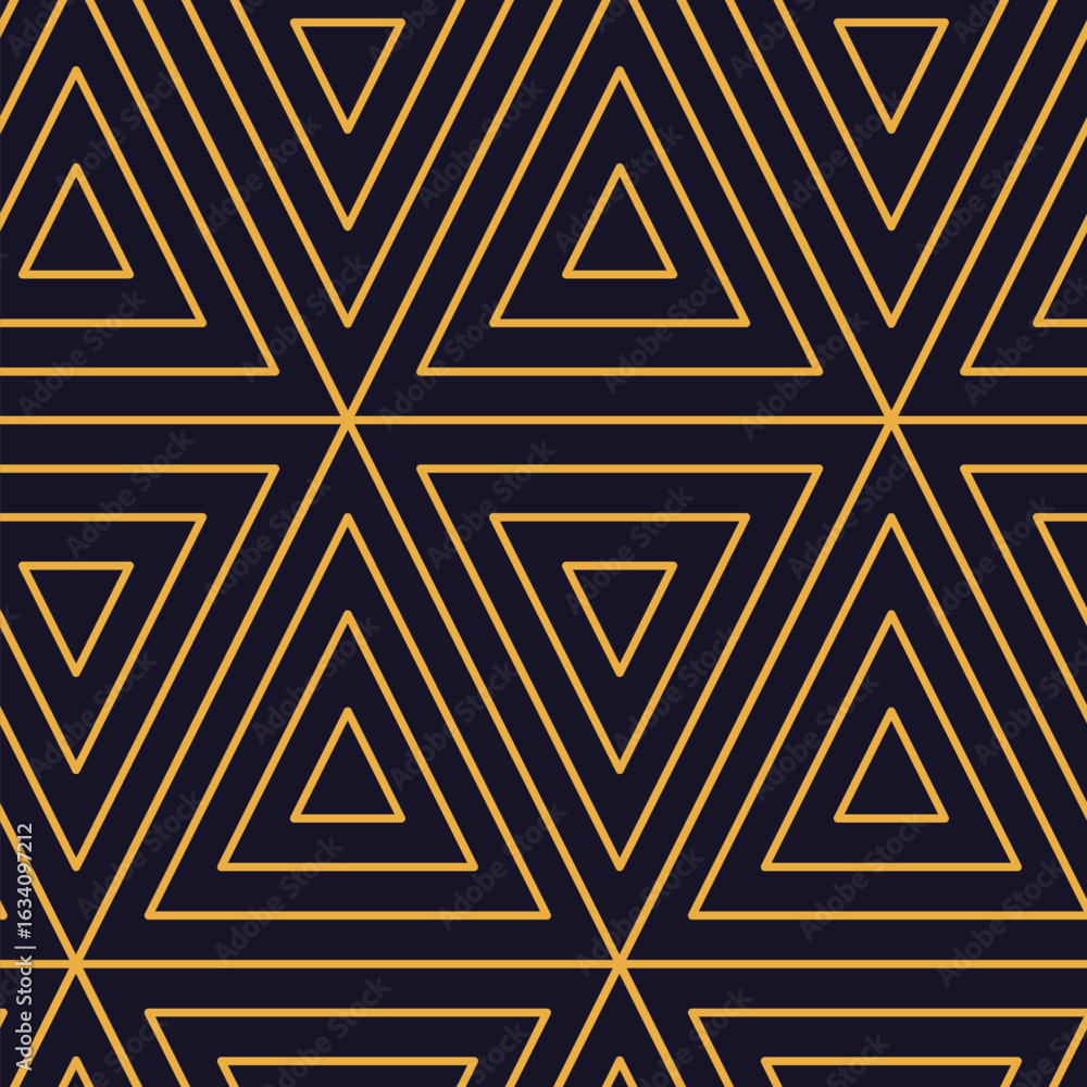 Aufkleber geometric seamless pattern featuring golden lines intricately forming triangles of varying sizes, cr