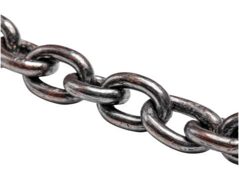 Isolated Silver Chain Link on Transparent Background for Design Use