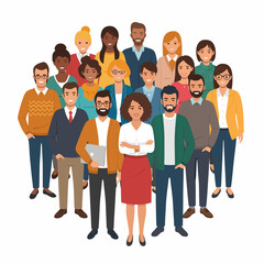 Obraz premium Multicultural Business Team Standing Flat Vector Illustration