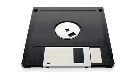 Vintage Black 3.5 Inch Floppy Disk Isolated on White