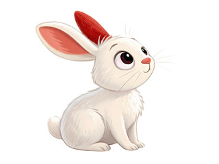 Obraz premium Charming White Rabbit Illustration: Digital Art for Children's Books, Easter Designs, and Cute Animal Graphics