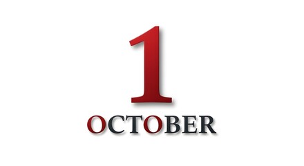 Fototapeta premium October 1st Date Graphic on White