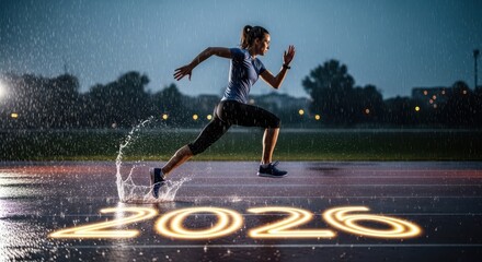 Woman Runner 2026 Night Run, Determination, Goals