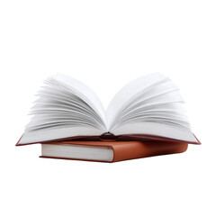 An open book showcasing its pages against a white isolated background, symbolizing knowledge and learning.