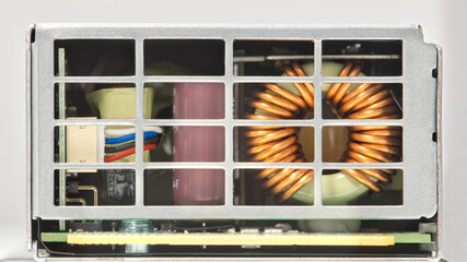 Switching Power Supply computer server components copper coil battery wiring.