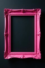 Close-up of twin pink picture frames on black , twin, background