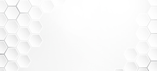 Abstract hexagon technology style geometric shape background, simple white background image.