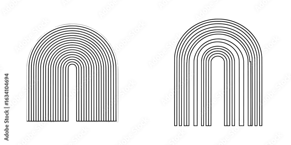 Poster the bohemian design element features a modern, minimalistic, and retro aesthetic with a linear arc a