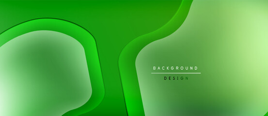Abstract green background. Overlapping layers create depth, smooth gradients offer modern aesthetic. Minimalist design suitable for various projects.
