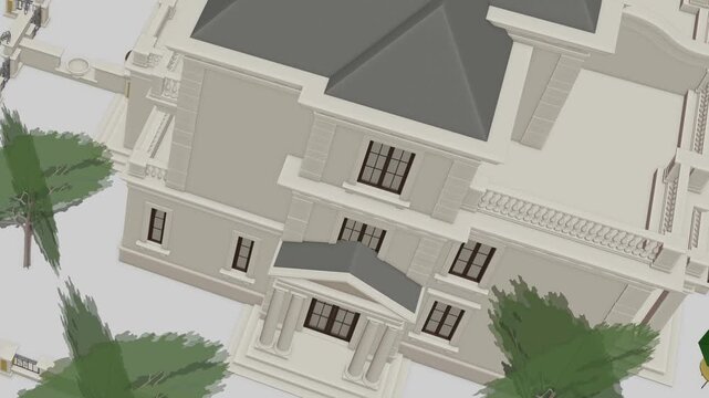 Luxury Villa Apartment Complex, Seamless 3D Loop Animation, 3d rendering, Generic 