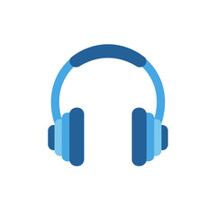 Blue Headphones with a Light Blue Headband and Ear Cups Flat Styles Vector Illustration 