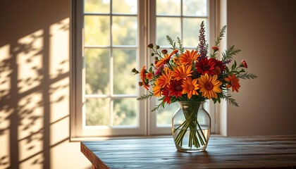 Sunny blossoms brighten rustic tabletop scene