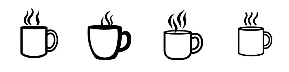 A hand-drawn line illustration of a hot drink fast food icon in colored version
