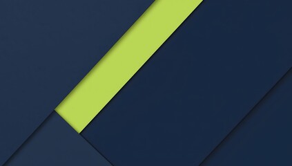 Minimalist Paper-Cutout Abstract with Lime Green Arrow and Navy Blue Layers