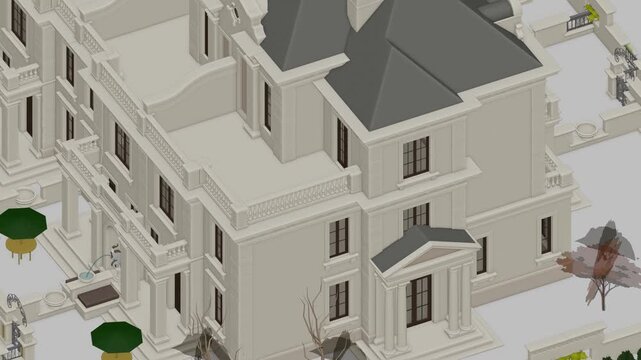 Luxury Villa Apartment Complex, Seamless 3D Loop Animation, 3d rendering, Generic 