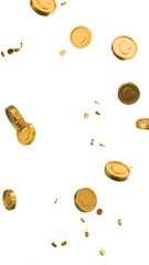 Golden coins with hearts overlay white background 3d render