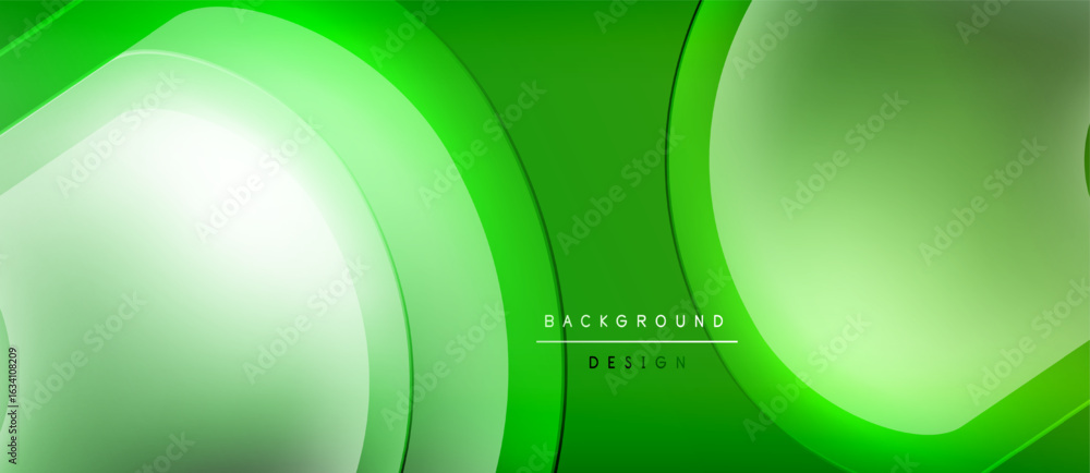 Poster abstract green layers create dynamic background. smooth curves, gradients offer modern visual appeal