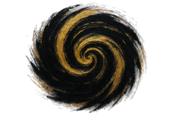 Abstract Swirling Vortex Design Featuring Textured Gold, Silver, and Black Brushstrokes with a Central Spiral Focus