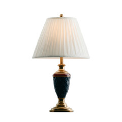 Elegant table lamp with a traditional design featuring a gold base and a pleated white shade, perfect for enhancing any living space or bedside decor.