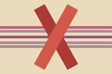 Obraz premium An abstract illustration featuring a red x shape over horizontal stripes on a beige background design art