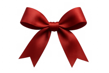 Elegant red bow isolated on transparent background enhancing festive designs