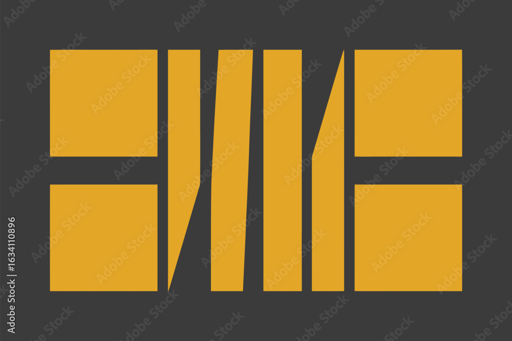 Aufkleber abstract geometric design featuring yellow rectangles and angled lines on a dark gray background ima