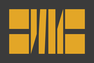 Abstract geometric design featuring yellow rectangles and angled lines on a dark gray background image art