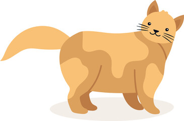Adorable ginger cat standing with its tail raised, showcasing a cheerful smile and playful demeanor, perfect for pet related projects or designs