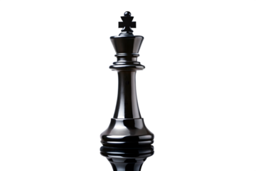 Black chess king piece, isolated on transparent background