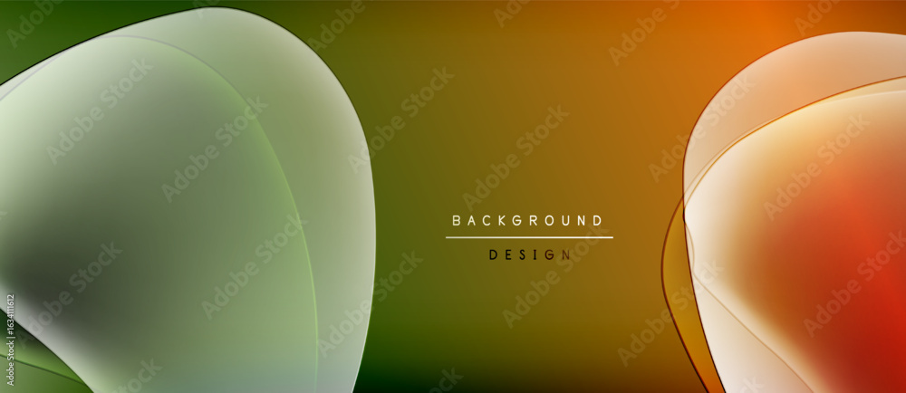 Poster abstract shapes overlap, creating vibrant color gradients. design features smooth transitions, moder