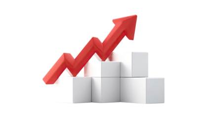 3D graphic of steps and upward trend