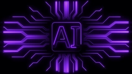 Purple Neon A I Circuit Board Glow artificial intelligence