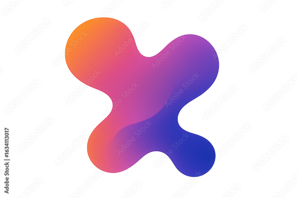 Aufkleber abstract gradient blob shape with smooth curves and vibrant color transition from orange to purple