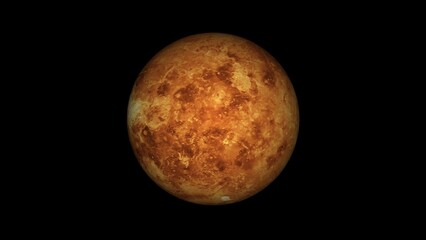 Venus planet surface with craters and clouds space