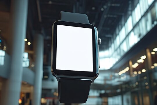 Detailed Picture of Huge Smartwatch in a Building