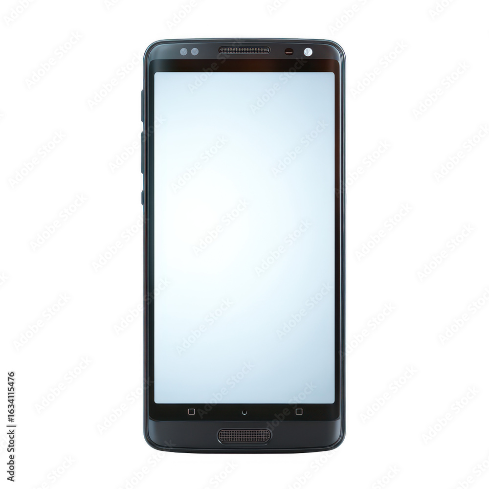 Poster modern smartphone with a large touchscreen and sleek design, showcasing a blank screen, perfect for 