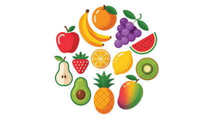 Colorful Assortment of Fresh and Healthy Fruits Arranged in a Circle for Nutrition and Well Being with Vitamin Rich Foods