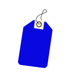 blue price tag with string on white background