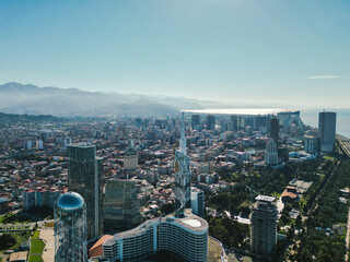Batumi, Georgia. October 23, 2022. View of the city, skyscrapers and mountains