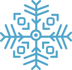 Obraz premium Minimalist vector illustration of a stylized light blue snowflake, symbolizing winter, Christmas, freezing temperatures, and festive decoration, isolated on a white background