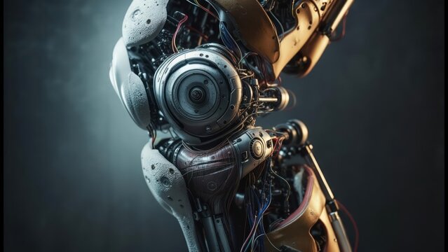 Advanced Android Torso with Textured Exoskeleton and Exposed Mechanics