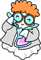 Retro Groovy Cute Halloween Ghost Cartoon Scientist Character