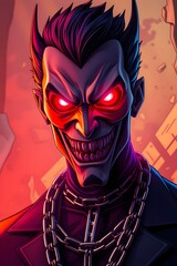Villainous specter, eyes gleaming with cruel intelligence, aura crackling with dark energy.