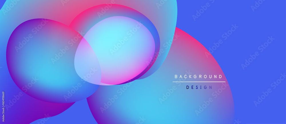 Poster abstract vibrant background. overlapping circles create dynamic color gradients. blue, pink, purple 