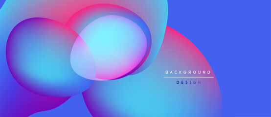 Abstract vibrant background. Overlapping circles create dynamic color gradients. Blue, pink, purple hues dominate composition. Modern design element.