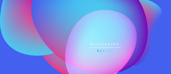 Abstract colorful shapes overlap. Gradient hues blend, creating vibrant visual effect. Modern design suitable for backgrounds, presentations.